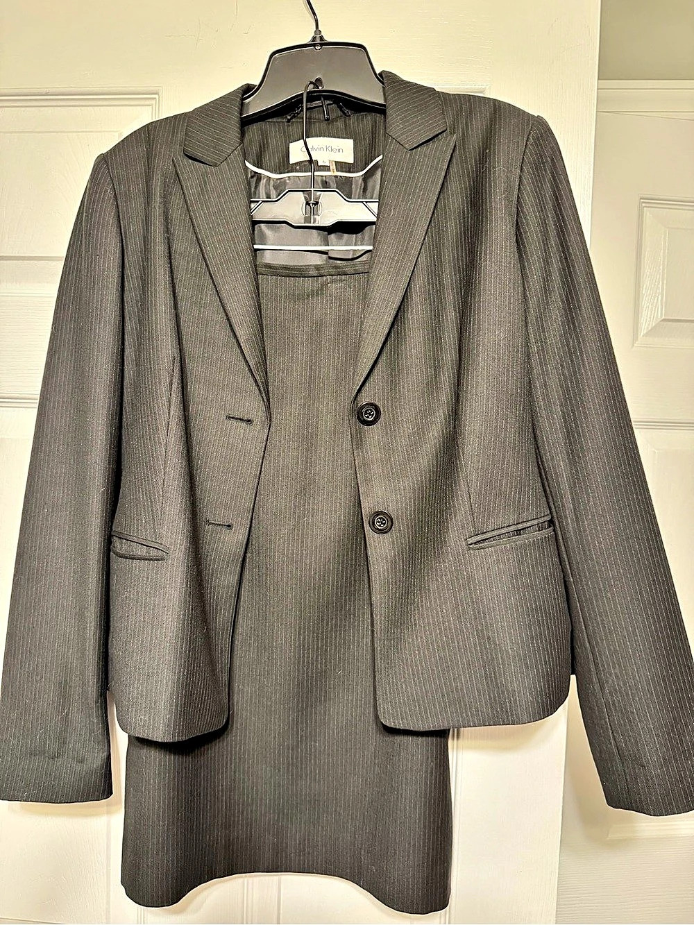 Calvin Klein Gray Striped Suit Set Size 6 Like New